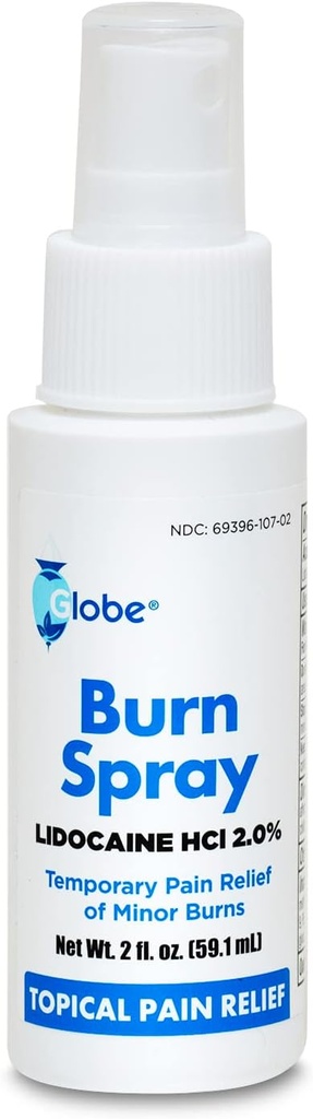 Globe Burn Spray, Lidocaine 2% בסביבה הקרובה של Anesthetic Pain Relief and Numbing 2 oz Spray