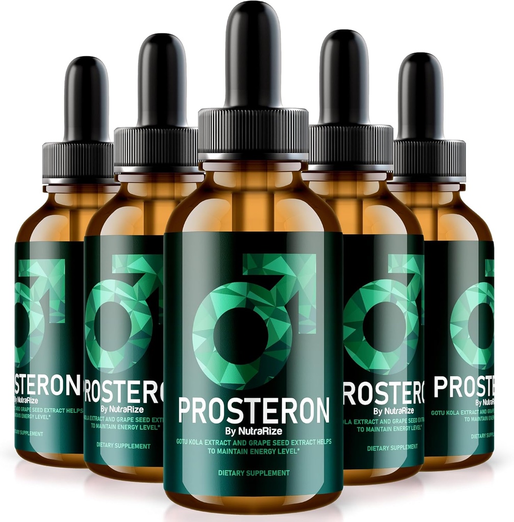 NutraRize (5 Pack) Prosteron Drops, All-Natural Prostate Health תוסף, Premium ויטמין לתמיכה ב Circulation בריא, ביקורות פורסטרון הרשמי (150 משרתים)