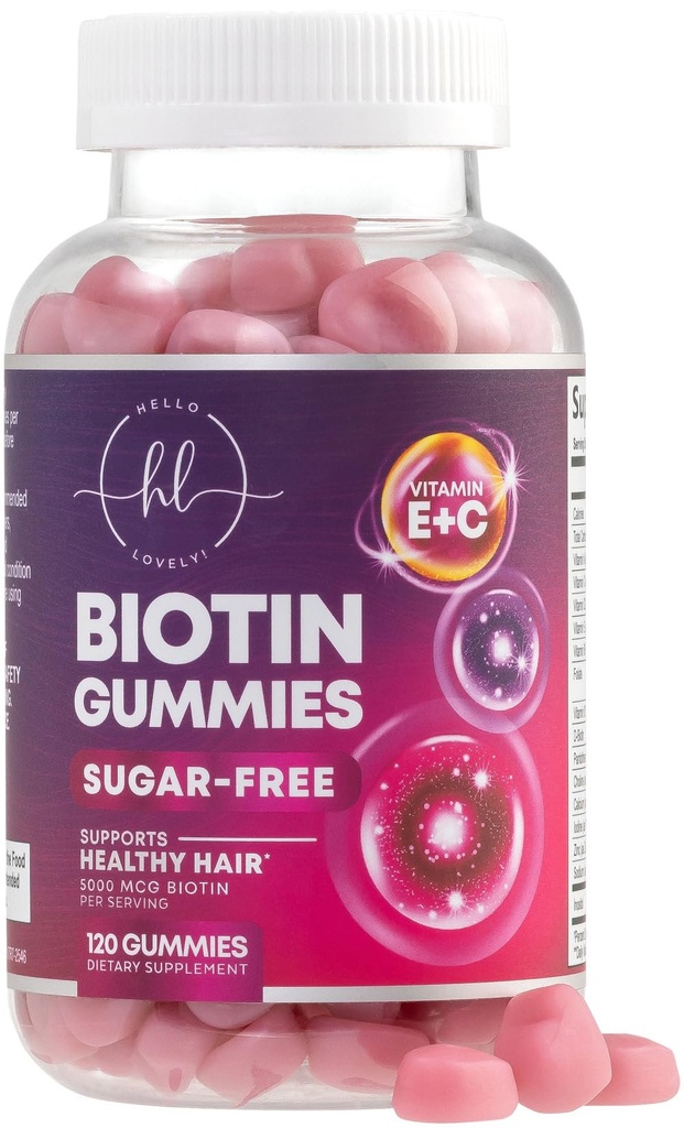 ויטמין שיער מסטיקמי עם ביוטין 5000 mcg - תמיכה בצמיחה שיער עם ויטמינים E & C עבור Thicker, חזק יותר שיער יפה - שיער עור וציפורים ויטמין לנשים, non-GMO, Gluten Free - 120 מסטיקים