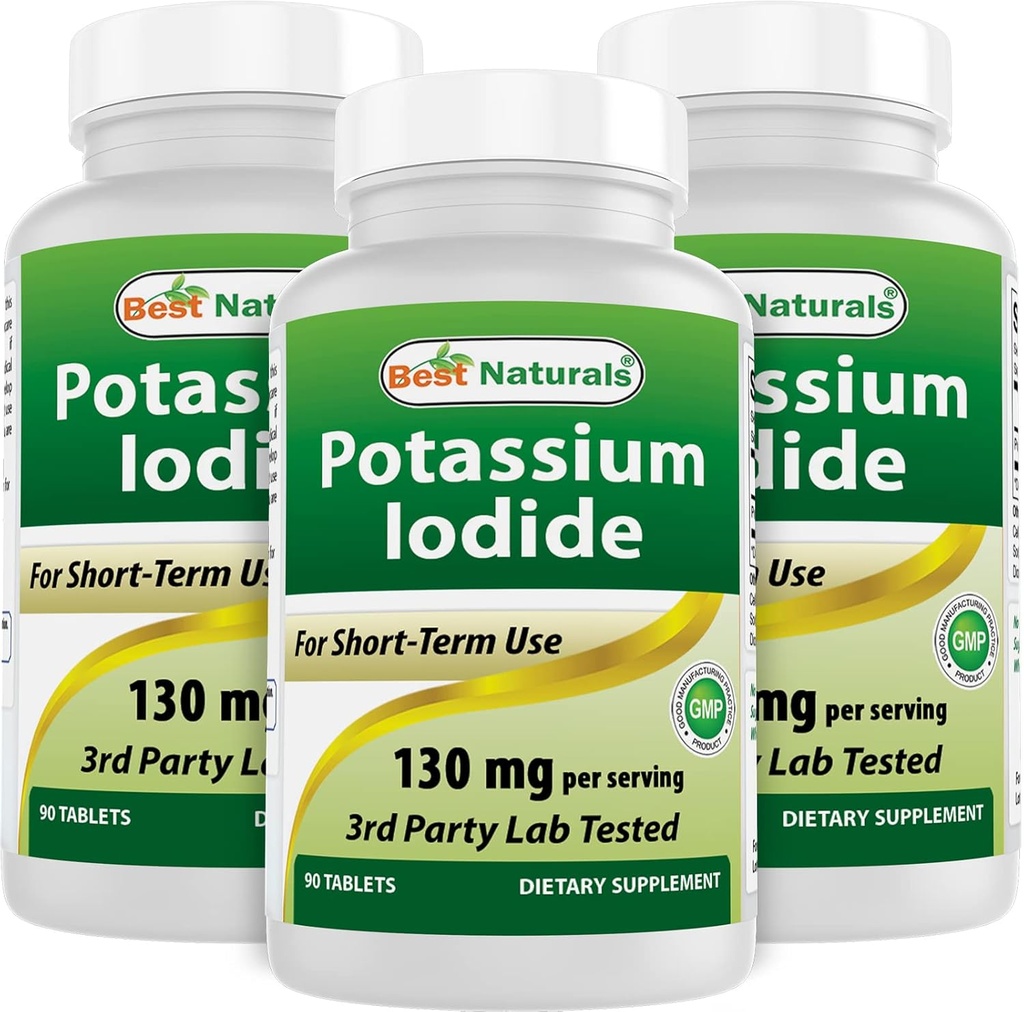 Best Naturals Potassium Iodide 130 מ"ג לכל משרת - תוסף תזונתי, 90 טבליות (3)