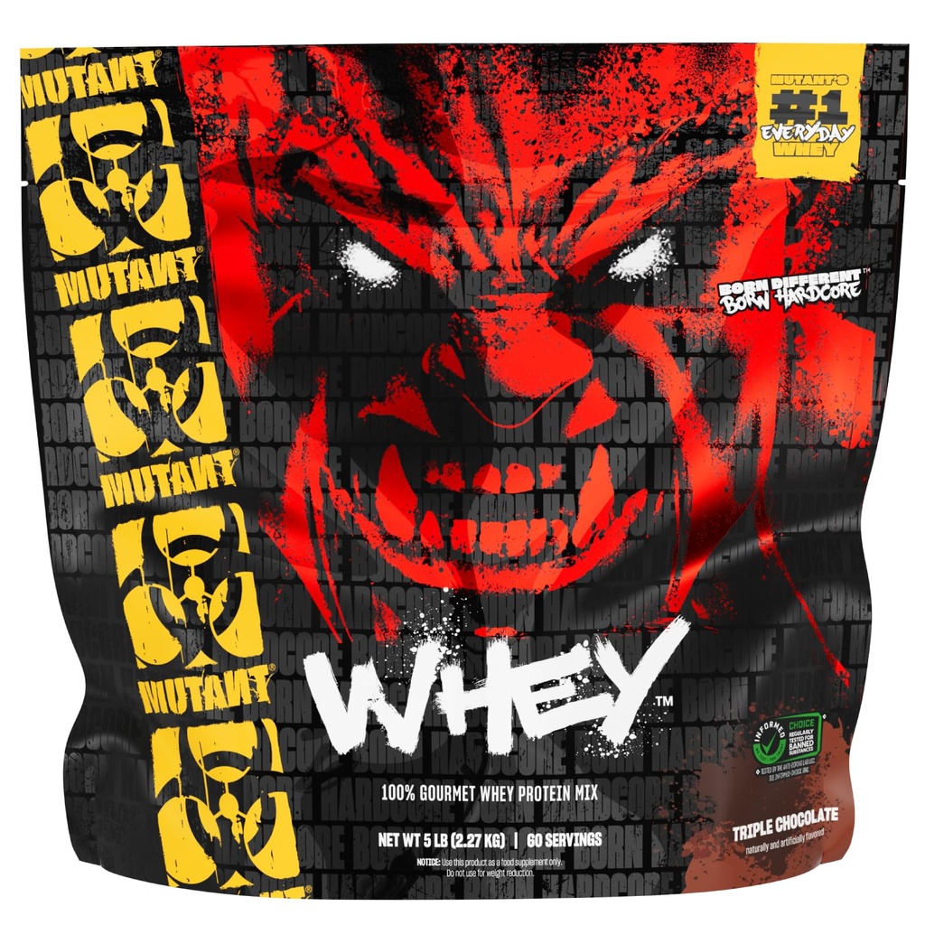 מוטאנט Whey - 100% אבקת חלבון Whey Shake, Gourmet Taste, 22g של חלבון, מהיר Absorbing, Easy Digesting, 5lbs - שוקולד משולש