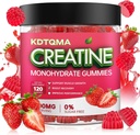 Creatine Monohydrate חניכיים עבור גברים ונשים 120 CT - 5600 מ"ג של Creatine Monohydrate לשרת, Chwable Creatine Monohydrate עבור תמיכה שרירים & אנרגיה Boost, סוכר חינם, טבעוני (Strawberry Flavor)