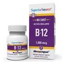 מקור עליון No Shot Methylcylobalamin B-12 1000 mcg - ויטמין B-12 כדי לתמוך בייצור אנרגיה, בריאות המוח והכל בריאות - טבליות sublingual עבור קיצור מהיר