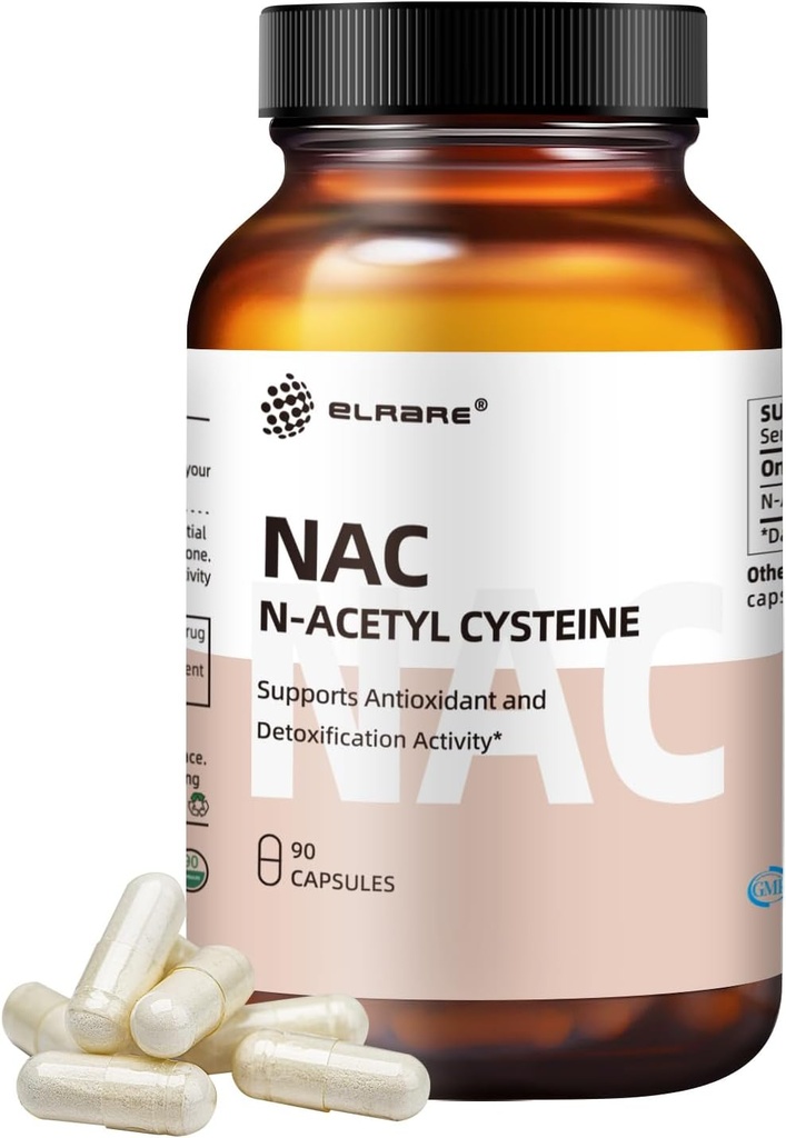 N-Acetyl-L-Cysteine (NAC) תוסף 450 מ"ג, Antioxidant,Promotes Liver & Kidney Detox, Supports Respiratory Health and Immune Function, 90 קפסולות