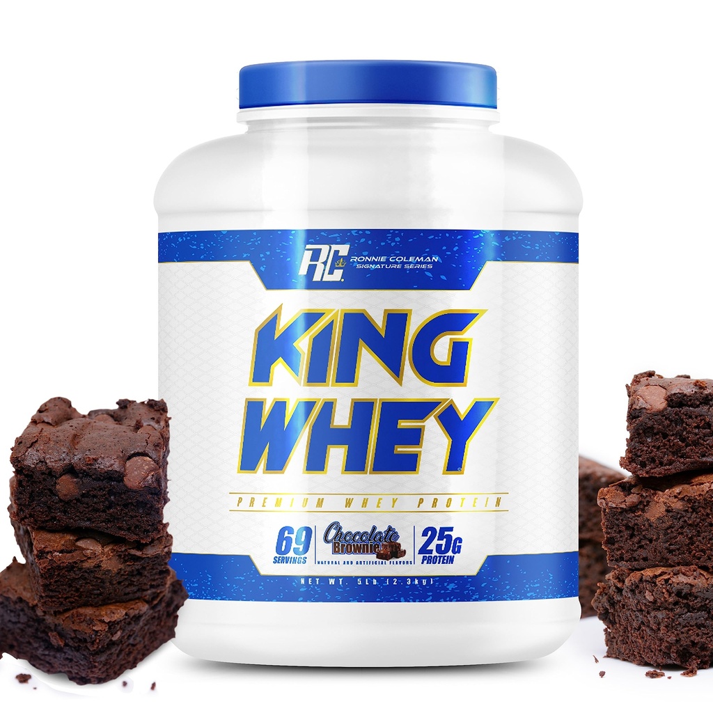 Ronnie Coleman חתימה סדרה Whey Concentrate + אבקת חלבון מבודד, Pre Workout Shake Mix עבור Lean שריר תמיכה, תוספת סוכר נמוך לנשים וגברים, שוקולד Brownie Flavor, 5 lbs