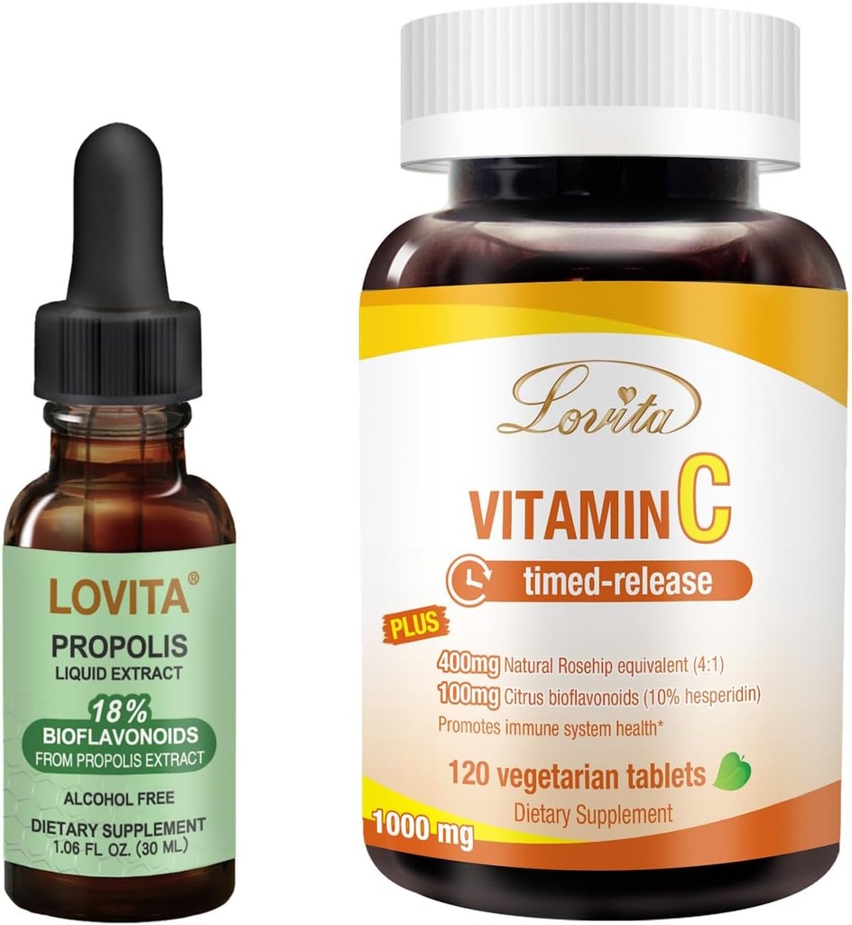 Lovita Bee Propolis נוזל לחלץ ויטמין C תוספי מזון Bundle