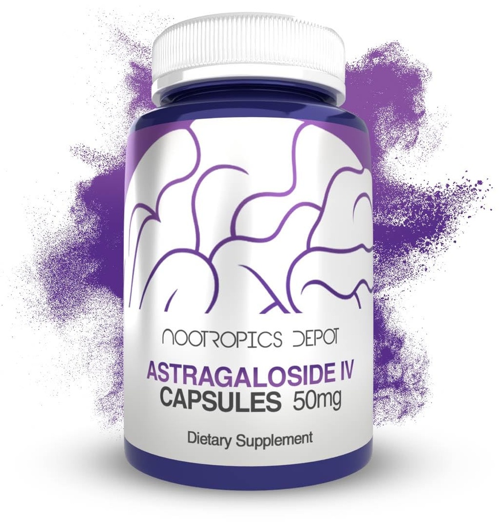 Nootropics Depot Astragaloside IV קפסולות | 50 מ"ג | Astragalus membranaceus | 30 Count | Neuroprotective, Immune Support, Longens Telomeres