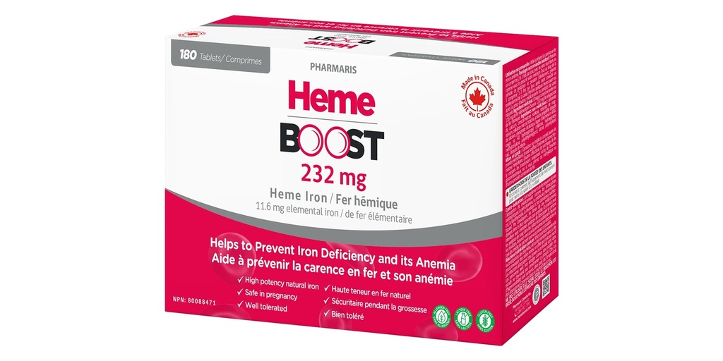 Hemeboost 11.6 מ"ג (232mg Heme Iron) I 180 טבליות | תוסף ברזל טבעי בפוטנציה גבוהה I High Absorption & Gentle on Stomach I Iron Pills for Adults & Safe לשימוש בהריון (3)