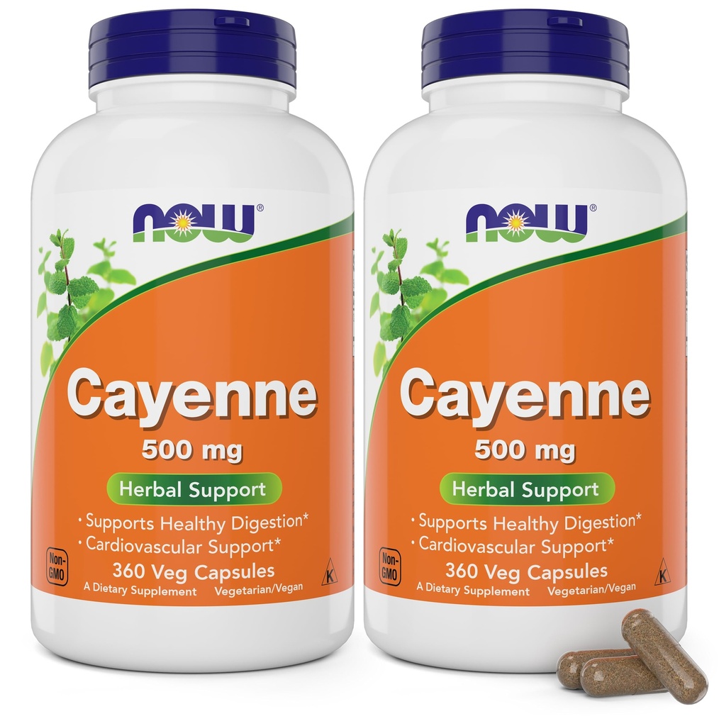 עכשיו קייאן (Capsicum annuum) 500 מ"ג, 360 Veg כמוסות (Pack of 2)