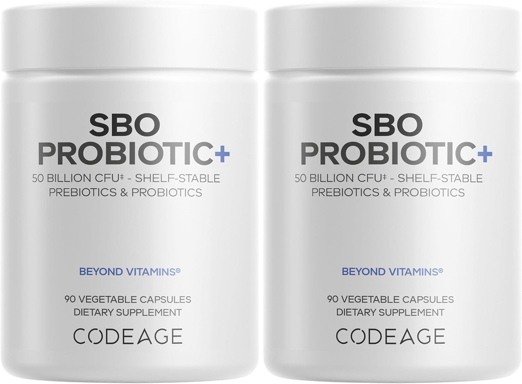 Codeage SBO Probiotics, 50 מיליארד CFUs Per Serve, Multi Strain Soil Based Organisms Band and Organic Fermented הבוטני בלנדר, Shelf-Stable - 2 Pack