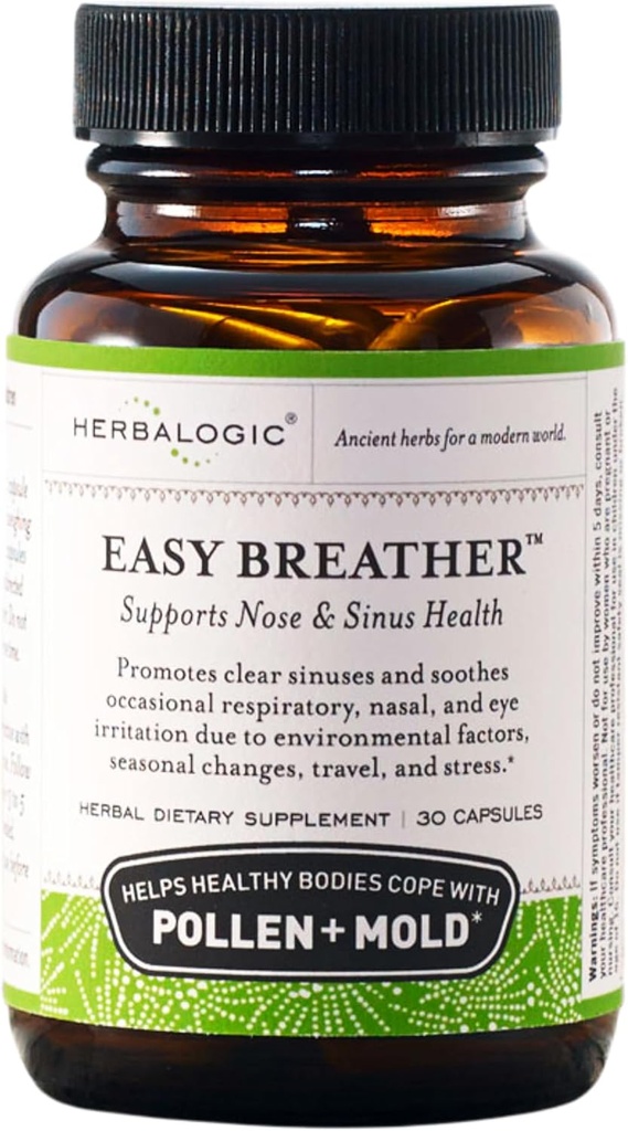 Herbalogic - Easy Breather Herb קפסולות - תמיכה Nose & Sinus Health - מסייע לגופים בריאים קופא עם פולן ומלד - בהתבסס על הפורמולה הסינית המסורתית יו פינג פונג סן - 30 הרוזן קאפ