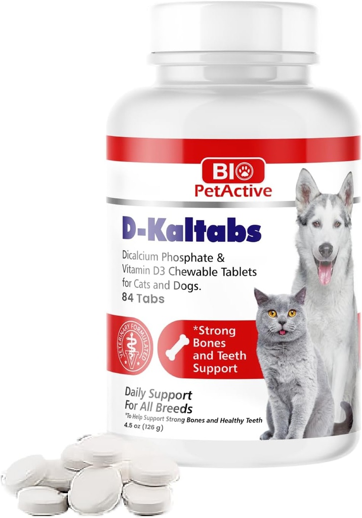 D-Kaltabs Phosphorus, Calcium ויטמין D3 עבור כלבים וחתולים, טרום לידתי פט ויטמינים, Daily Pet-Tabs, Strong Nail, תמיכה בשיניים, 84 טבליות Chewable