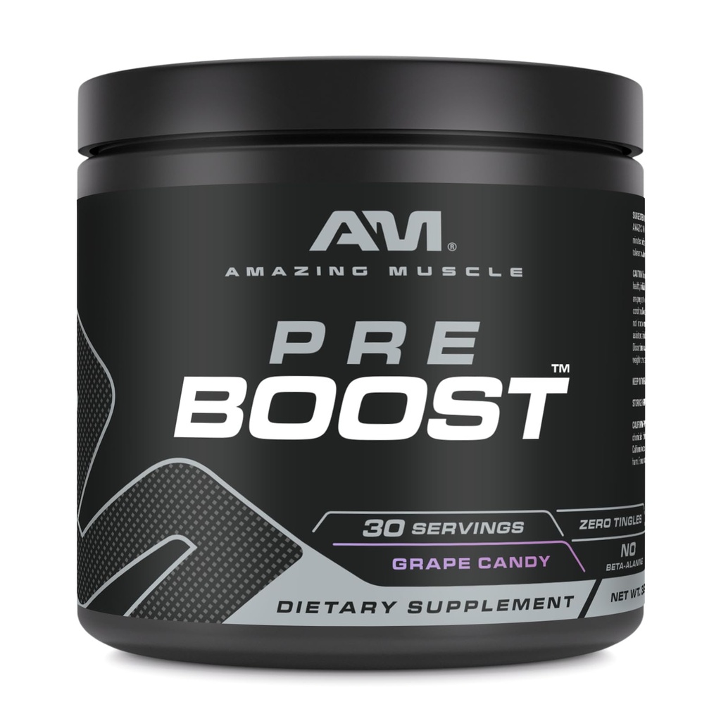 שריר מדהים Pre Boost | 30 משרתים | 324 אבקת גרמים | תוספת טרום עבודה | Made in USA (30 משרתים, Natural Grape Candy)