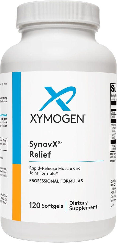 XYMOGen SynovX הקלה - תוספת תמיכה משותפת עם Boswellia Serrata לחלץ + Turmeric - שרירים ותוספים משותפים - טבעוני, גלוט חינם ולא GMO (120 Softgels)
