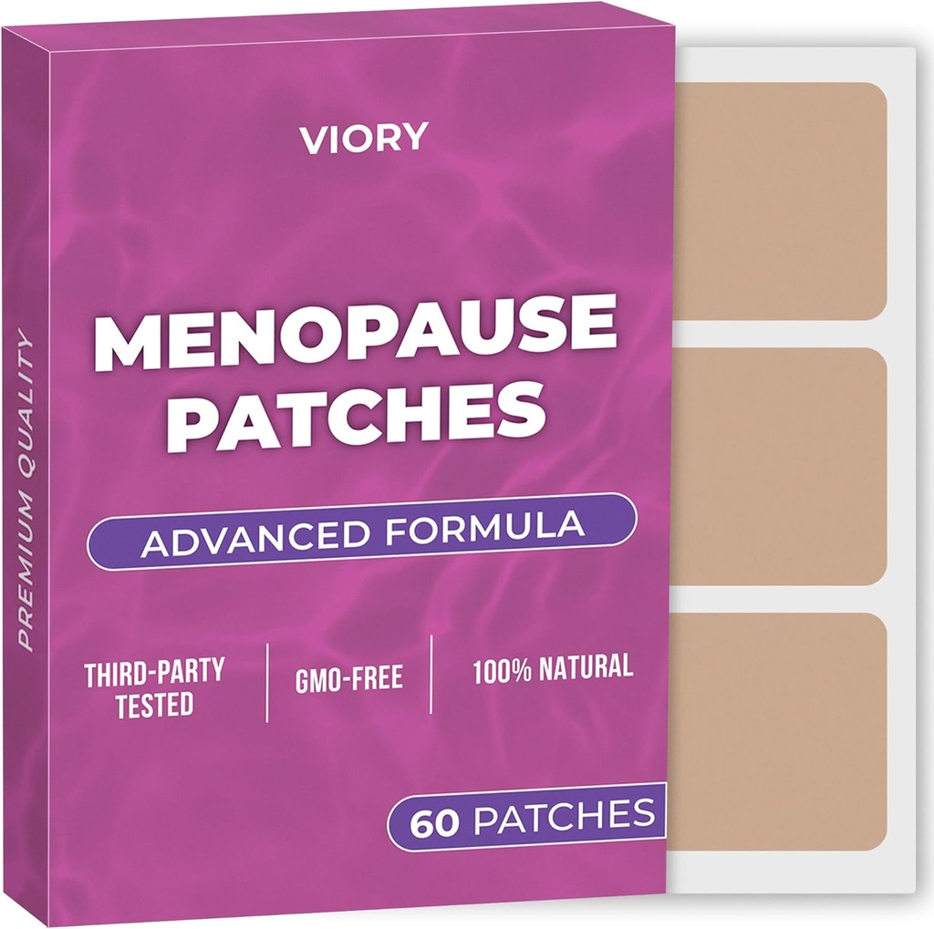 Menopause Relief Patches (Pack of 60) - 100% Natural Patch - עם biotin, D, Turmeric Curcumin, B12 - פורמולה משופרת