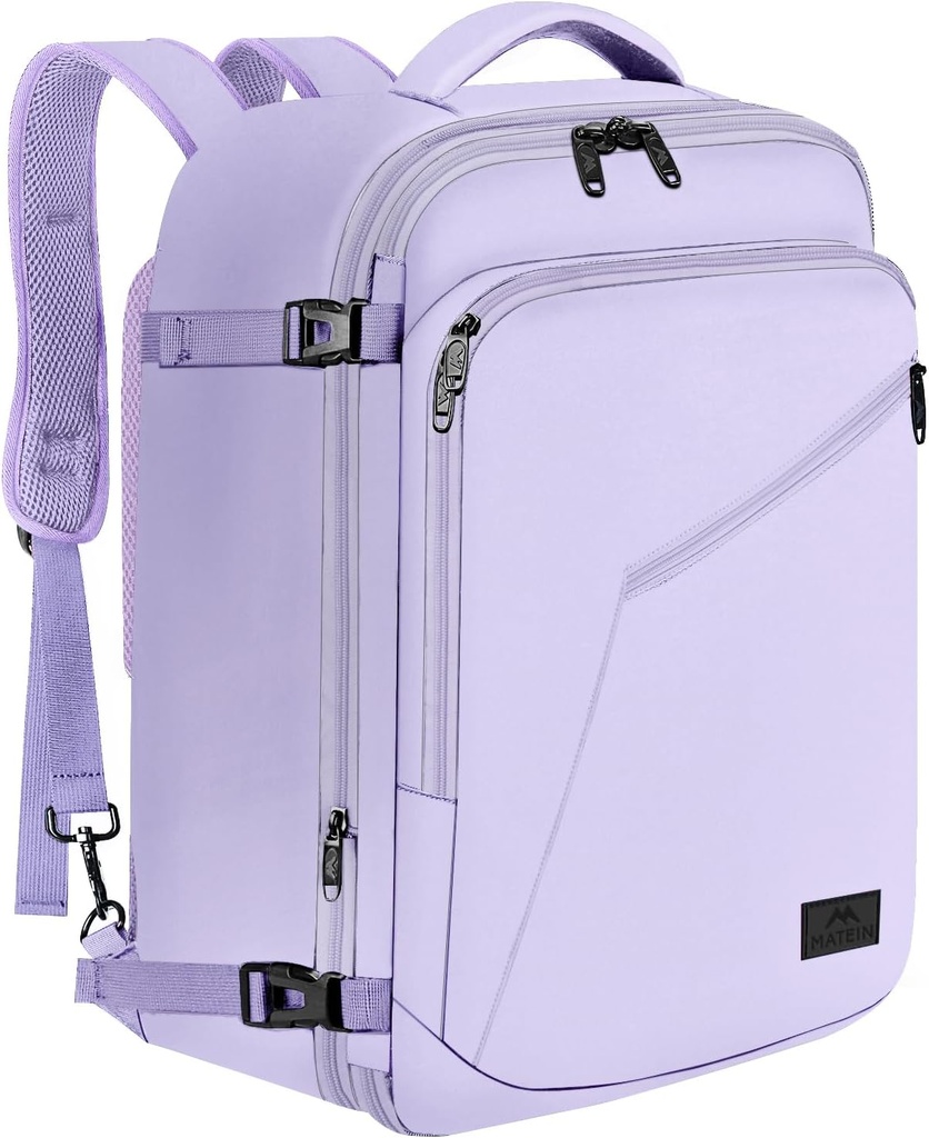 MATEIN לשאת על גבי נשים, 40L נסיעות כבדות Airplane Approved, מרחיבה Easy fashion Daypack, Frequent Traveler Gifts, Light Purple