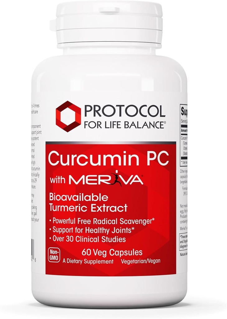 ProTOCOL for Life BALANCE Curcumin PC - עם Phosphatidylcholine for Absorption - ניידות משותפת, גמישות ותמיכה בחיסון - תוסף Turmeric - Non-GMO & Halal - 60 ואג קפסולות