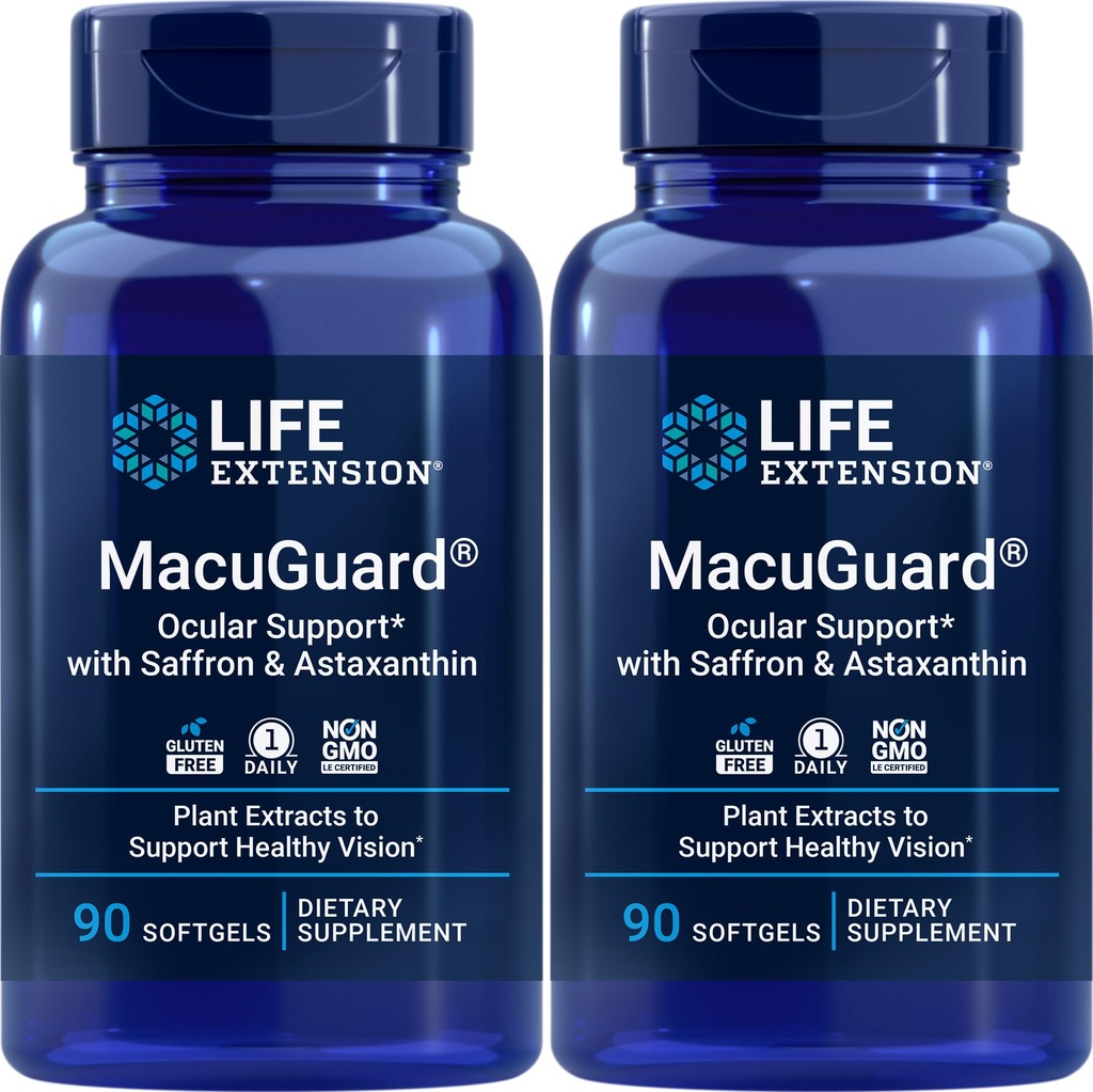 הרחבת החיים MacuGuard Ocular תמיכה 90 רכות עם Saffron & Astaxanthin