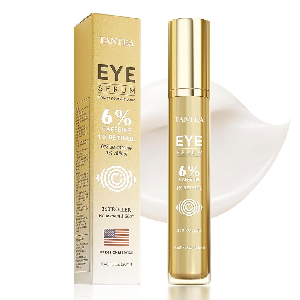 6% Caffeine Eye Cream for Puffy Eyes & Dark Circles, Eye Serum עם 1% Retinol עבור Wrinkles Bags מתחת לעיניים