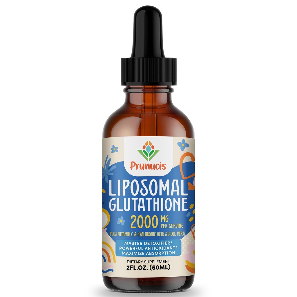 2000MG Liposomal Glutathione נוזל, 98% Absorption, Active Form L-Glutathione תוסף, טבעוני ידידותי, Powerful Antioxidant Complex for Immune System, Aging Defense, Detox, 2 FL.OZ