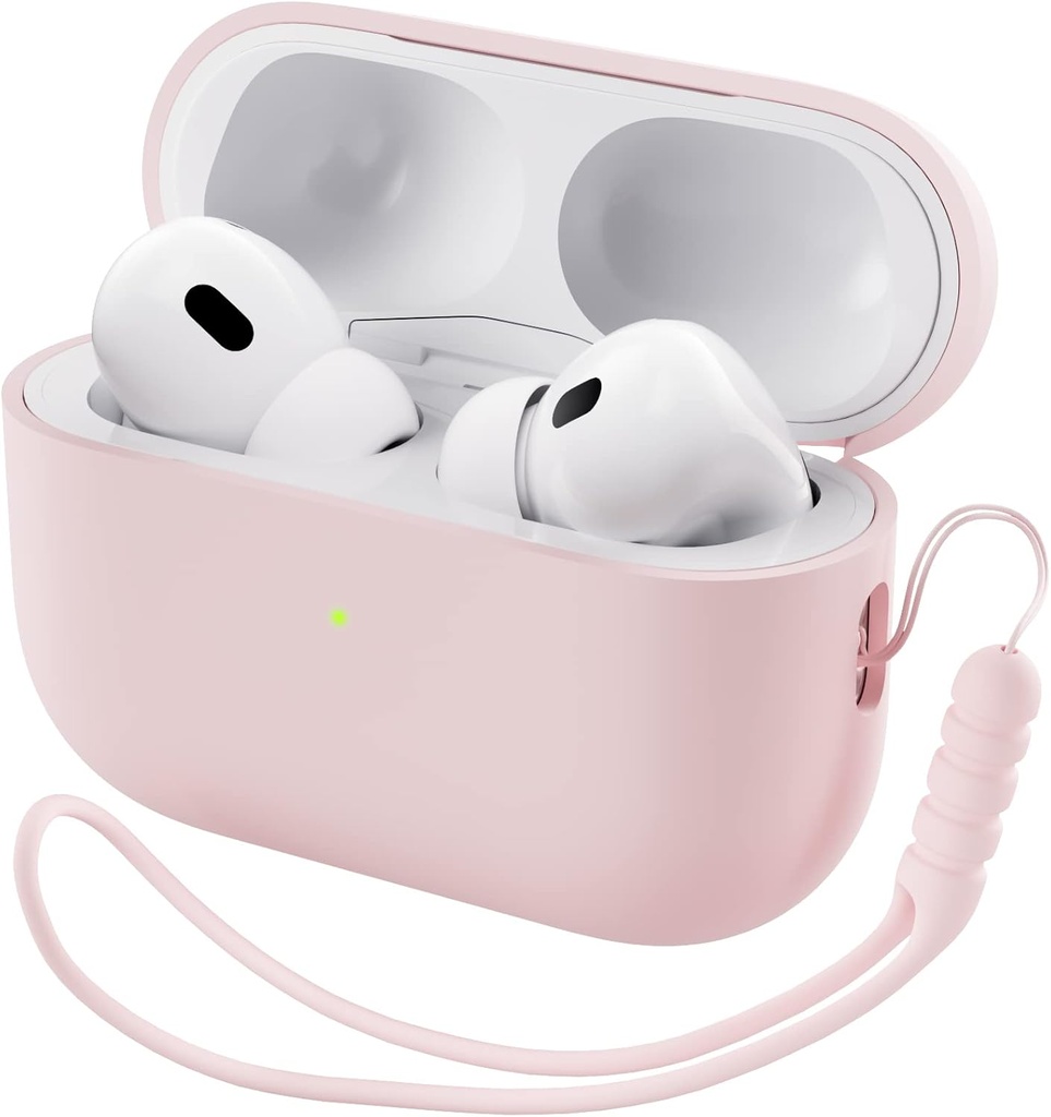 OrNARTO תואם AirPods Pro 2 מקרה 2022, Full Protective Hybrid Silicone for AirPods Pro 2nd Generation Case, Front LED Visible Skin Cover-Pink