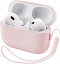 OrNARTO תואם AirPods Pro 2 מקרה 2022, Full Protective Hybrid Silicone for AirPods Pro 2nd Generation Case, Front LED Visible Skin Cover-Pink