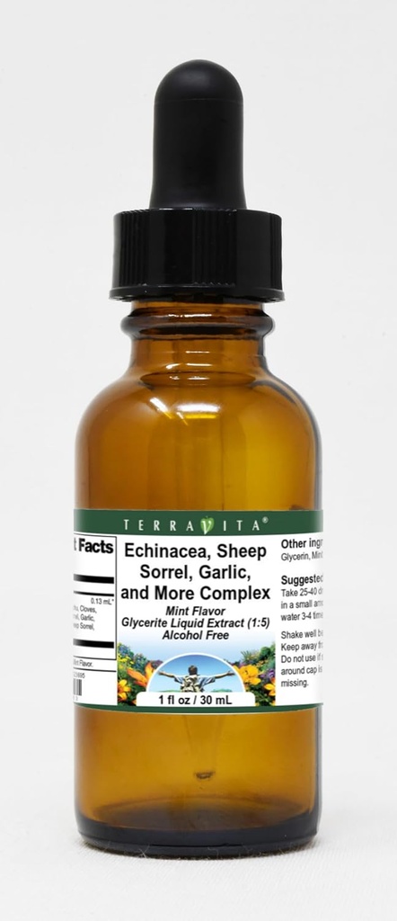 Terravita Echinacea, Sheep Sorrel, Garlic ועוד מורכב Glycerite נוזל לחלץ (1:5) - Mint Flavored (1 oz, ZIN: 523695)