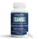 LongJuvity Calcium Alpha-Ketoglutarate Time לשחרר תוסף AKG (1,000 מ"ג Per המשרת) - Gut Heath, Bone Health, Anti Aging & Longevity - מעבדה עצמאית נבדקה (60 קפסולות מחוברות)