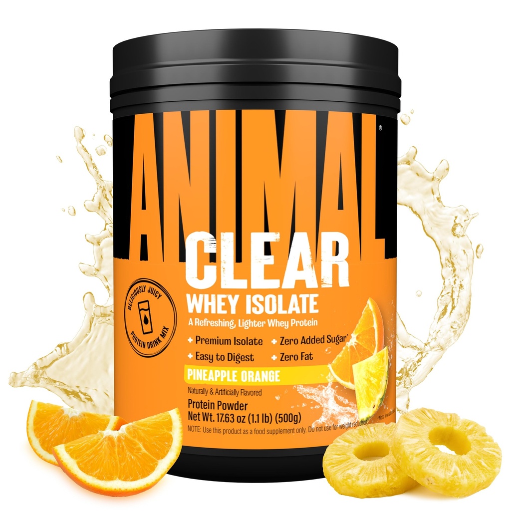 Clear Whey Isolate Protein Powder - Easy to Digest and Mix, 5g BCAA, Deliciously Juicy, Refreshing Anytime Drink for Men and Women, Pineapple Orange 500g (20 Servings)