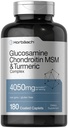 Horbäach Glucosamine Chondroitin MSM | 4050 מ"ג | 180 קפסולות | Turmeric | Triple Power Formula | Non-GMO & Gluten Free Supplement