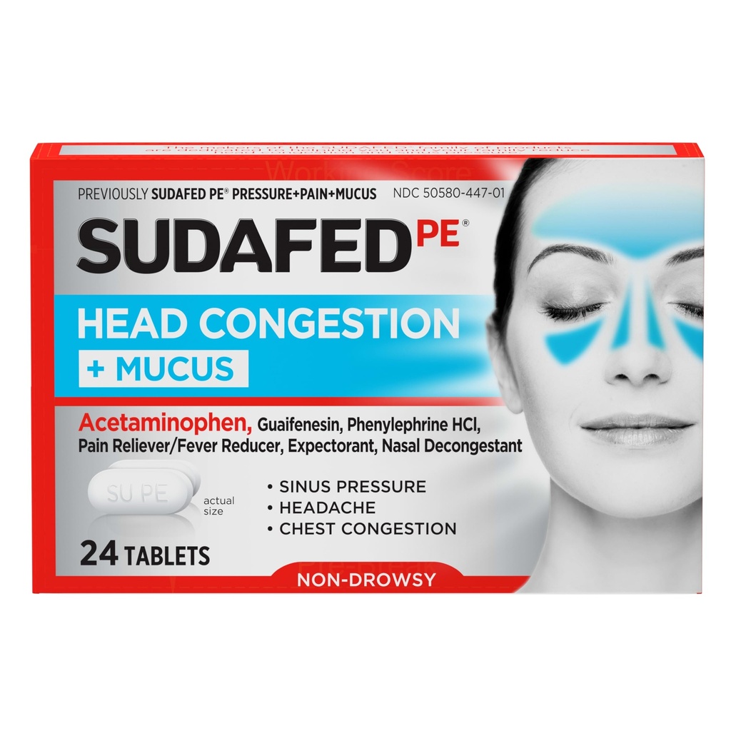 Exafed PE Head Cruiseestion + Mucus Reliefs for Sinus Pressure, Communityestion, & Headache, non-Drowsy Decongestant with Acetaminophen, Guaifenesin & Phenylephrine HCI, 24 ctctct.