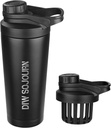 DIW 24 oz Shaker בקבוק, Stainless Steel Shaker עם Noise-Free Design, Insulated Metal Shaker Cup for חלבונים Mixes and Pre Workout,Gym Bottle Shaker (Black)