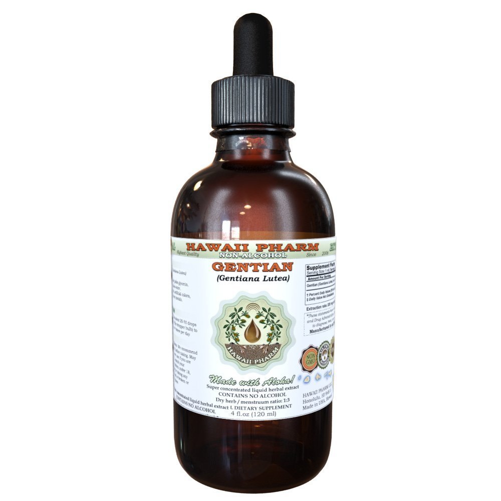 Gentian אלכוהול חינם לחלץ, אורגני Gentian (Gentiana Lutea) Dried Root Glycerite הוואי Pharm טבעי צמחי