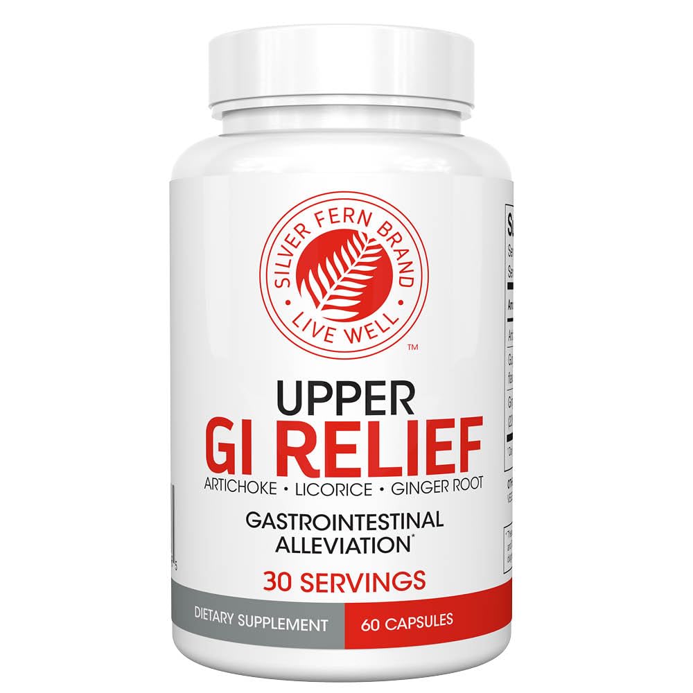 Silver Fern GI הקלה - תוסף צמחי טבעי - כל טבעי עם Artichoke Leaf Extract Extract, ג'ינג'ר Root Extractonoids (בקבוק - 60 קפסולות - 30 יום אספקה)