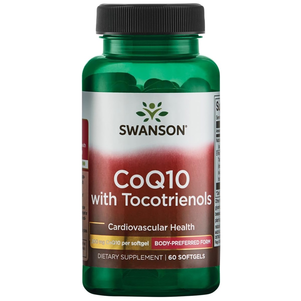 Swanson Coq10 200 מיליגרם w / 20 מיליגרם Tocotrienols 200 מיליגרם 60 Sgels
