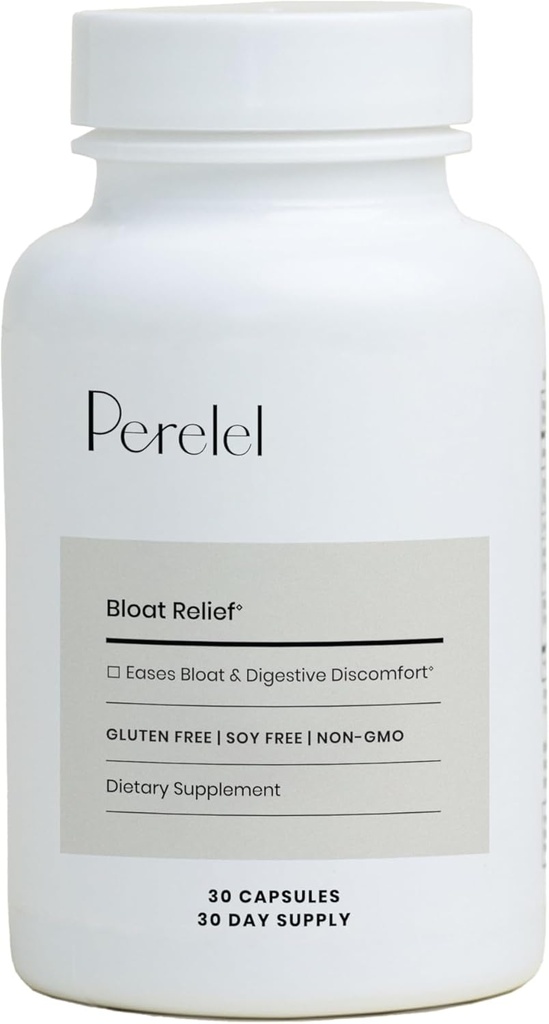 תוספי בריאות Perel Digestive עם ג'ינג'ר אורגני, לימון Balm, ו- Fennel, כדי לתמוך ב- Gut Health & Digestive Comfort, תוסף הבוטני לנשים וגברים, Soy, Milk &ten Free, 30 Pills