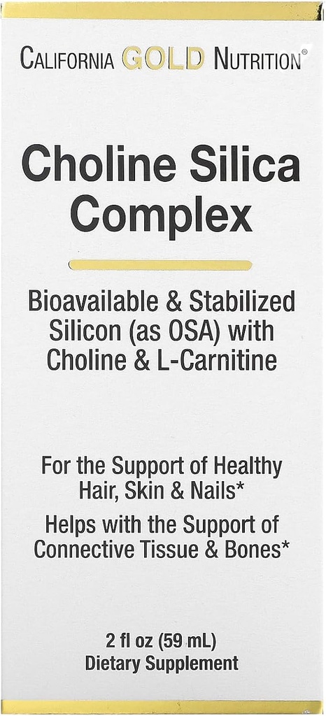 California Gold Nutrition Choline Silica Complex, Bioavailable & Stabilized Silicon with Choline & L-Carnitine, 2 oz (59 מ"ל)