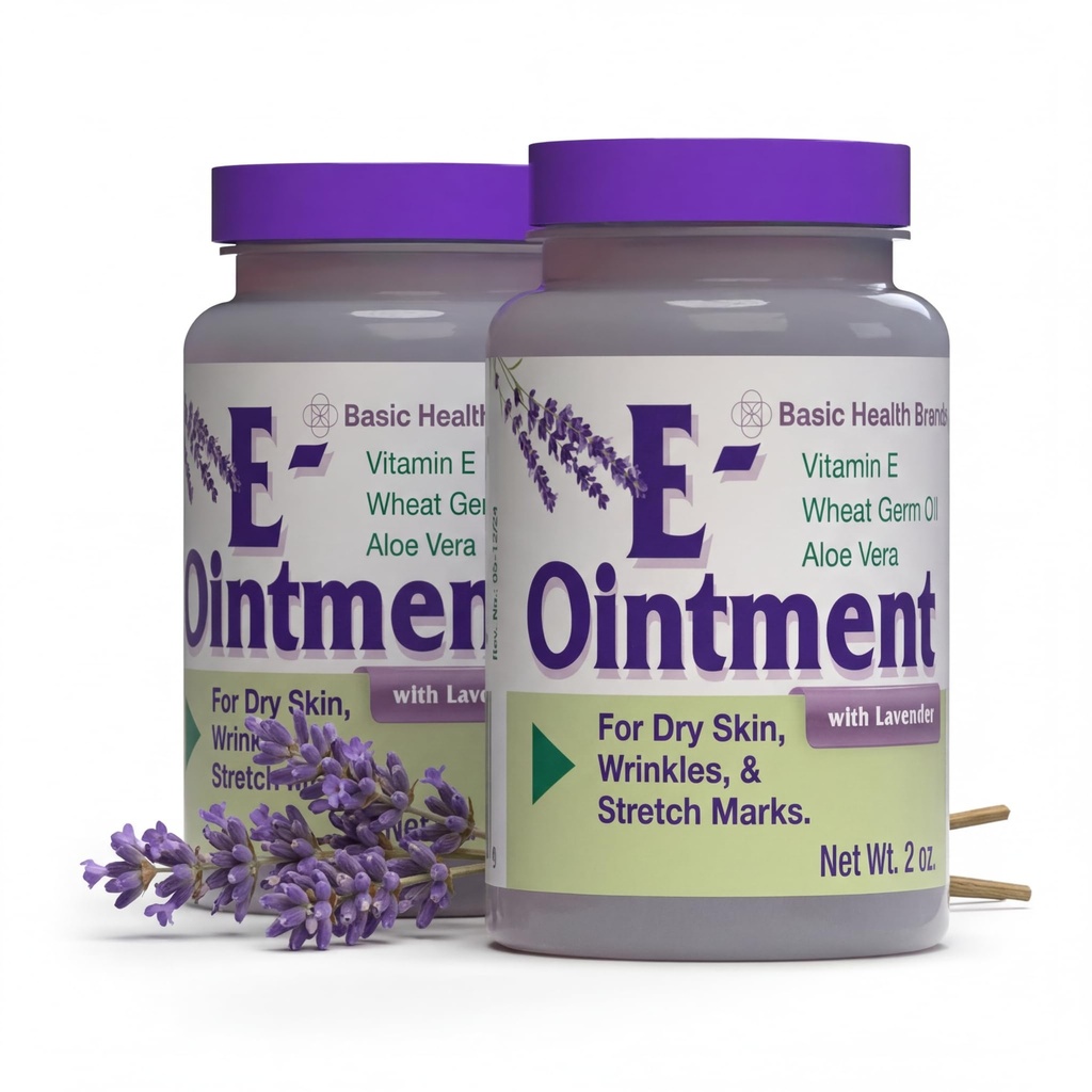 מותגים בסיסיים - ויטמין E Ointment with Lavender - 2oz - Moisture Enhancing - 2Pack