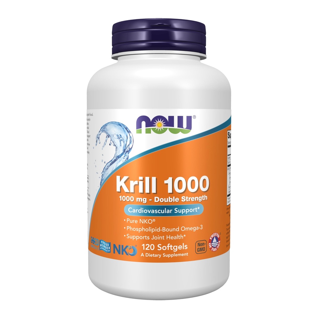 תוספי מזון עכשיו, נפטון קריל, כוח כפול 1000 מ"ג, Phospholipid-Bound אומגה 3, 120 Softgels