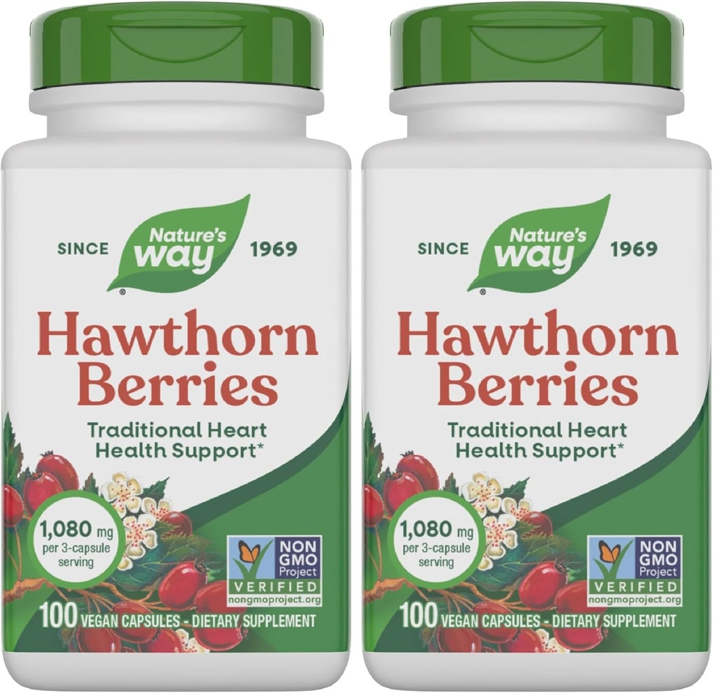 Nature's Way Herbalhorn Berries, תמיכה בריאות הלב המסורתי *, 100 קפסולות טבעוניות (Packing May Vary)