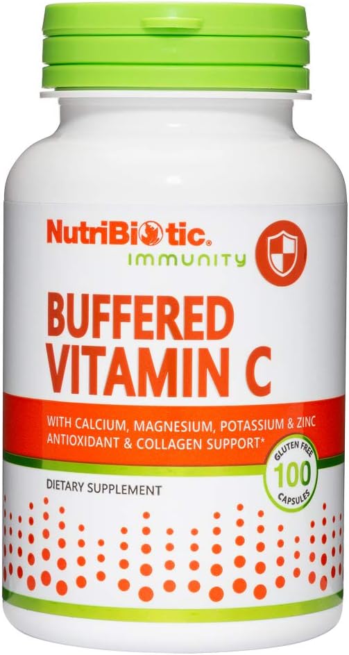 Acbiiotic Buffered ויטמין C, 500 Mg, 100 Caps | ויטמין C עם Calcium, Magnesium, Potassium ו- Zinc | Antioxidant & Collagen Support