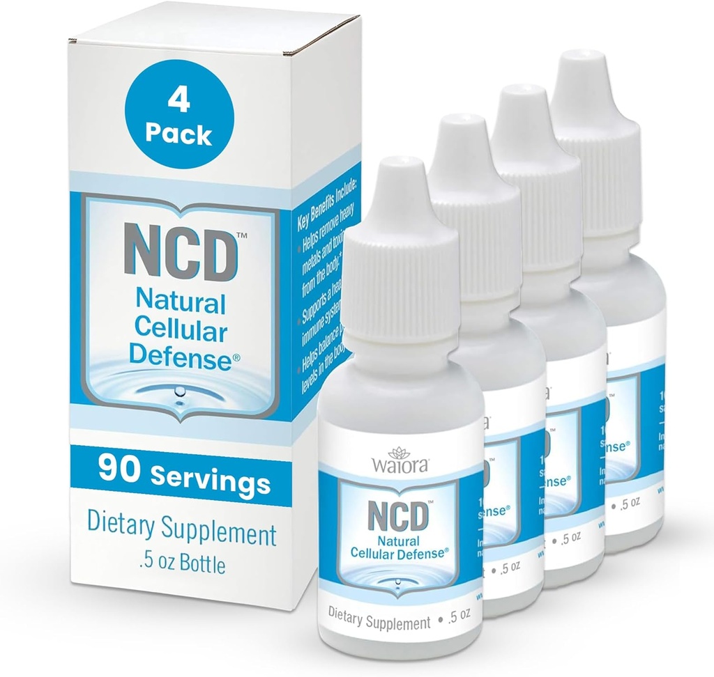 Waiora Natural cell Defense (NCD) נוזל Zeolite טיפות, Clinoptilolite עבור גברים ונשים - תוספת עבור Immune, תמיכה בריאה של Gut, ניקוי, pH Balance (0.5oz בקבוק, 4 Ct - 360 serv)