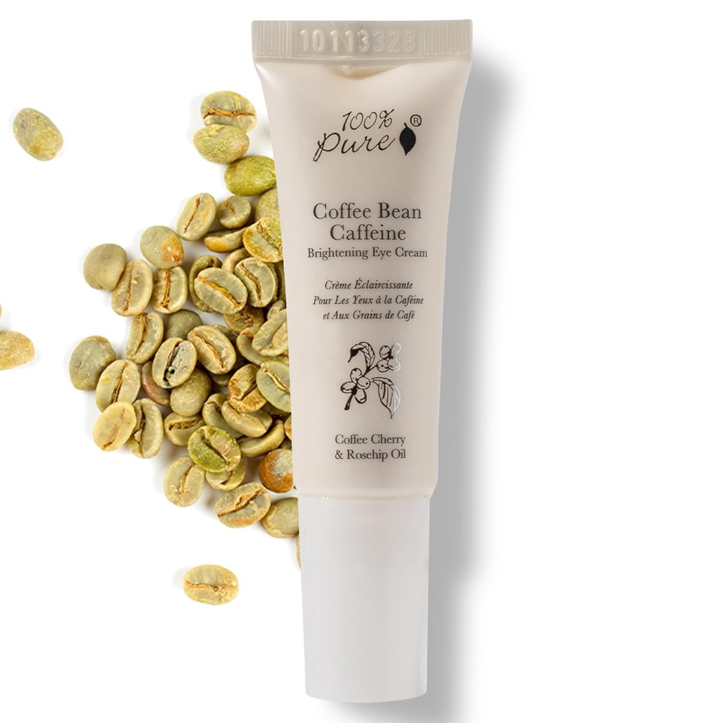 100% קפה טבעי Bean Caffeine Eye Cream & hydrote תחת טיפול עיניים להפחית Puffiness, עיגולים אפלים, Wrinkles עם תה ירוק, רוז היפ, ויטמין E - עיניים תוססות - טבעוני - 0.3 oz oz