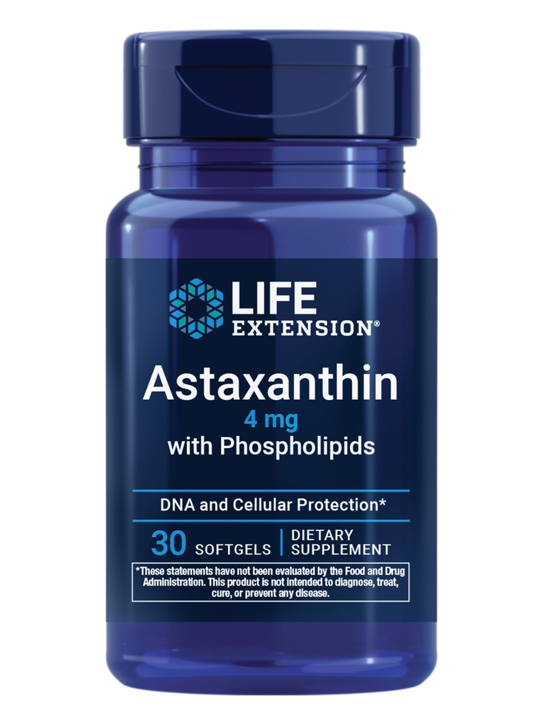 Life Extension Astaxanthin with Phospholipids - Antioxidant Support, Eye Health - Algae-Derived - Gluten-Free, non-GMO - 30 Softgels