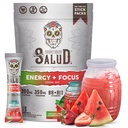 Salud 2-in-1 אנרגיה אבקת + Focus, Strawberry Watermelon, אורגני Caffeine, B6 + B12, Theanine, ניקוי משקאות אנרגיה, Fresandia Agua Fresca Mix, non-GMO, Gluten Free, טבעוני, 1g של סוכר, (15 משרתים)