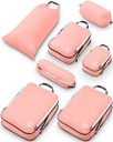 חברת Compression Packing Cubes for Travel-Packing Cubeers 7 Piece Set for Checked Luggage-Ultralight, מרחיב/Compression Bags by TRIPPED Travel Gear (Dusty Rose)