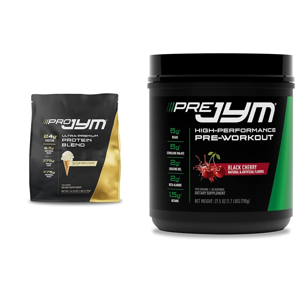 JYM 45 משרתים - Tahitian Vanilla Bean & PRE JYM 30 משרתים - Black Cherry