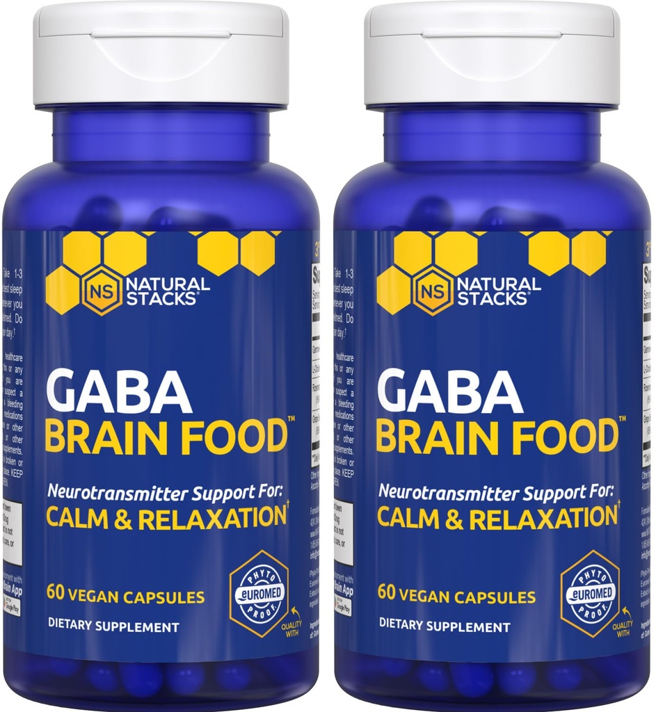 GABA Brain Food - תוסף GABA עם L-Citrulline & Grape Seed Extractd Extractd - תומך Calm & מרגיע - Nighttime Sleep Aid - תומך בייצור של Gamma Aminobuty Acid - 120 L-Citrulline קפסולות
