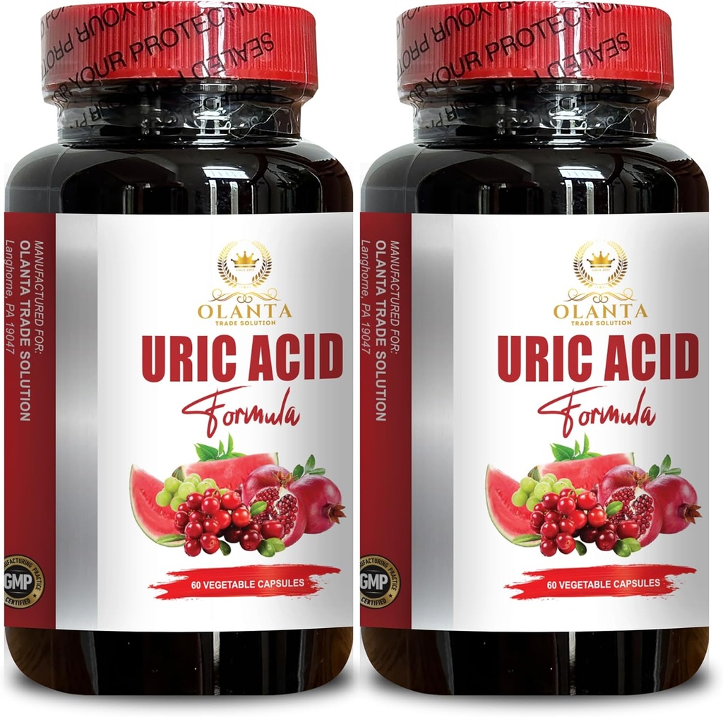 URIC Acid Support - Uric Acid Support for Adults, Tart Cherry Extract Capsules, Joint & Muscle Comfort, Non-GMO, Uric Acid Vitamin - 2 Bottles 120 Capsules