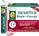 NEURIVA Brain + אנרגיה תוספת עם חומרים קליניים נבדקים עבור Focus & ריכוז, ויטמין B12, ו 150 מ"ג של קפאין עבור אנרגיה מיידית Boost, 30ct Cherry Limeade Efferscent Tabletscent Tabletscent